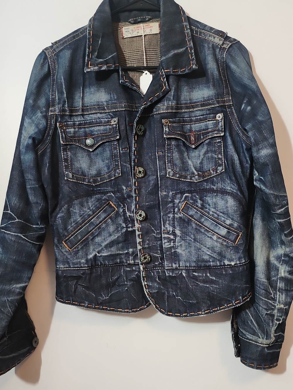 Womens Distressed Indigo Denim Jacket
